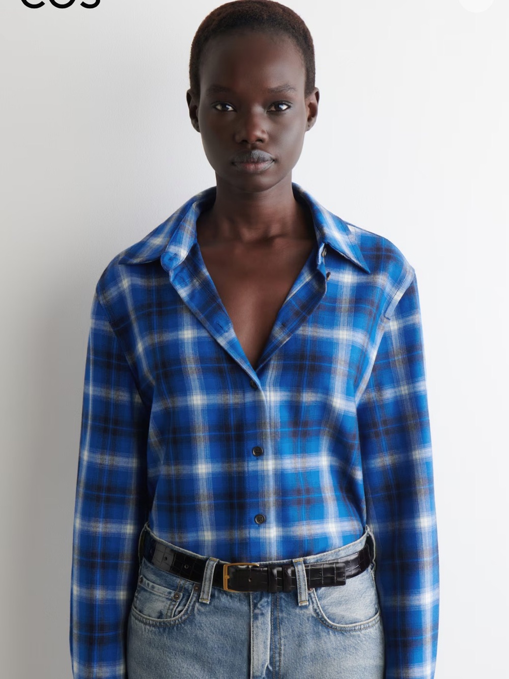COS Wool checked flannel shirt. S